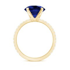 Certified 4.5 Carat Lab Grown Blue Sapphire Engagement Ring with Diamond