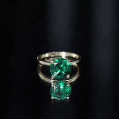 10mm Round Lab Created Emerald Solitaire Ring