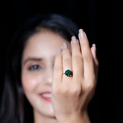 10mm Round Lab Created Emerald Solitaire Ring