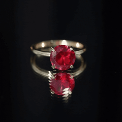 9 MM Round Cut Created Ruby Solitaire Ring for Women