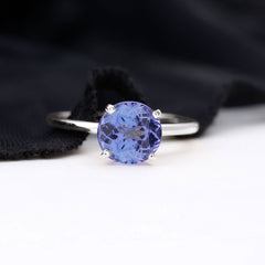 3 Carat Lab Grown Tanzanite Solitaire Engagement Ring