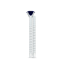 Blue Sapphire Bridal Ring Set (0.95 CT) with Diamond Bands