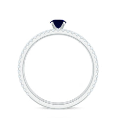 Blue Sapphire Bridal Ring Set (0.95 CT) with Diamond Bands