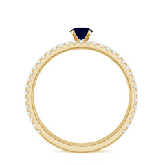 Blue Sapphire Bridal Ring Set (0.95 CT) with Diamond Bands