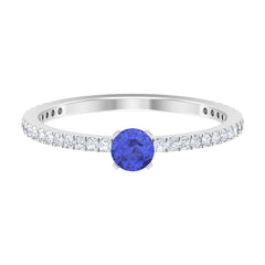 Genuine Tanzanite Commitment Ring with Diamond