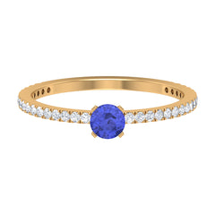 Genuine Tanzanite Commitment Ring with Diamond