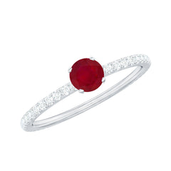 Natural Ruby Promise Ring with Diamond for Women