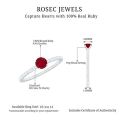 Natural Ruby Promise Ring with Diamond for Women