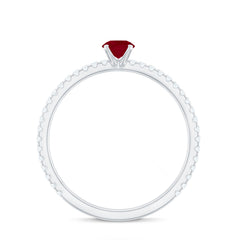 Natural Ruby Promise Ring with Diamond for Women