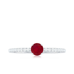 Natural Ruby Promise Ring with Diamond for Women