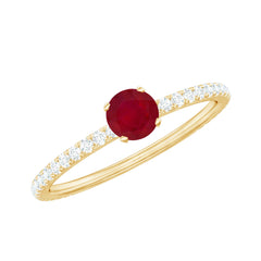 Natural Ruby Promise Ring with Diamond for Women