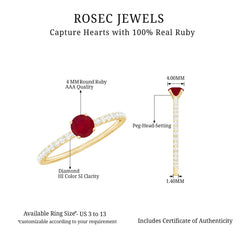 Natural Ruby Promise Ring with Diamond for Women