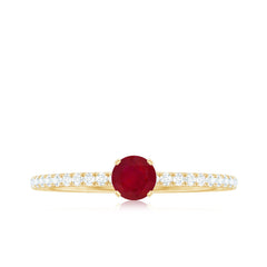 Natural Ruby Promise Ring with Diamond for Women