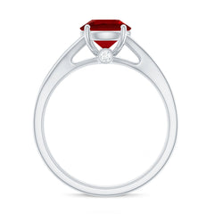 Lab Created Ruby and Diamond Engagement Ring in Split Shank