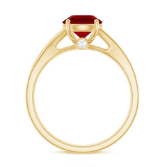 Lab Created Ruby and Diamond Engagement Ring in Split Shank