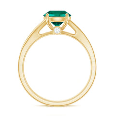Certified 8 mm Lab Grown Emerald Split Shank Engagement Ring with Diamond