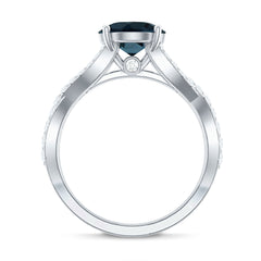 Real London Blue Topaz Crossover Engagement Ring with Diamond