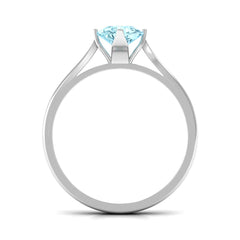 Teardrop Solitaire Ring with Aquamarine