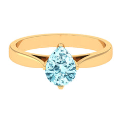 Teardrop Solitaire Ring with Aquamarine