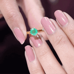 May Birthstone 5 MM Emerald Solitaire Ring with Milgrain Detailing