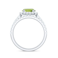 Natural 2 Carat Peridot Engagement Ring with Wedding Band