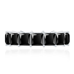 Princess Cut Black Onyx Wedding Band in Shared Prong Setting