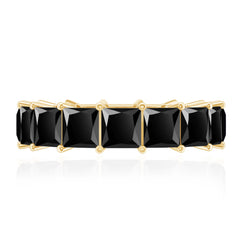 Princess Cut Black Onyx Wedding Band in Shared Prong Setting