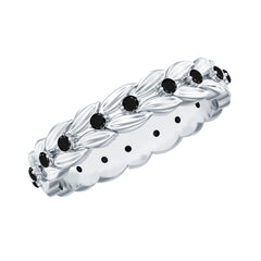 Nature Inspired Black Onyx Leaf Wedding Band for Women