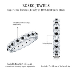 Nature Inspired Black Onyx Leaf Wedding Band for Women