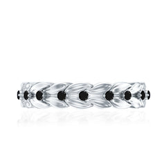 Nature Inspired Black Onyx Leaf Wedding Band for Women