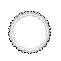 Certified Black Spinel Eternity Band Ring for Women