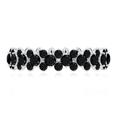 Certified Black Spinel Eternity Band Ring for Women