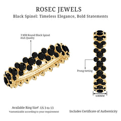 Certified Black Spinel Eternity Band Ring for Women
