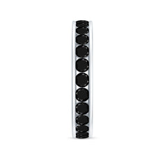 Natural Channel Set Black Spinel Eternity Ring for Anniversary