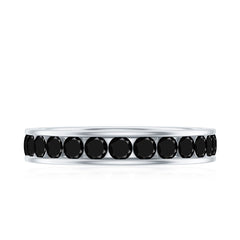 Natural Channel Set Black Spinel Eternity Ring for Anniversary
