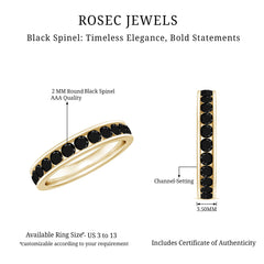 Natural Channel Set Black Spinel Eternity Ring for Anniversary