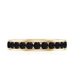 Natural Channel Set Black Spinel Eternity Ring for Anniversary