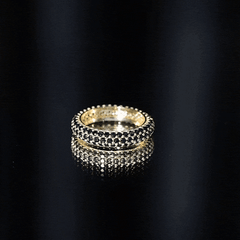 Certified Black Onyx Three Row Eternity Band Ring for Women