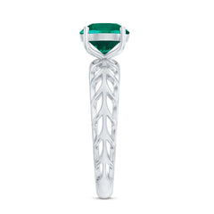 Certified Solitaire Lab Grown Emerald Engagement Ring with Filigree Details