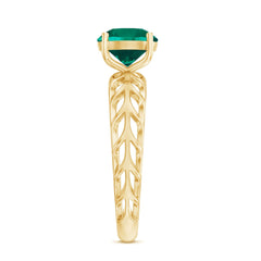 Certified Solitaire Lab Grown Emerald Engagement Ring with Filigree Details
