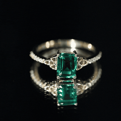 Solitaire Lab Created Emerald Celtic Engagement Ring with Diamond