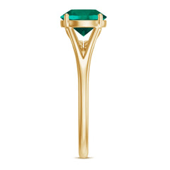 Certified 8mm Lab Grown Emerald Engagement Ring with Diamond