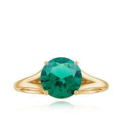Certified 8mm Lab Grown Emerald Engagement Ring with Diamond