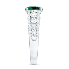 Certified 8 mm Lab Grown Emerald Statement Engagement Ring with Side Stones