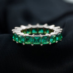 Princess Cut Lab Created Emerald Full Eternity Band