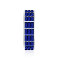 Channel Set Lab Grown Blue Sapphire Wide Eternity Band Ring