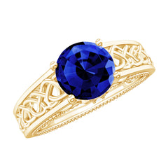 Certified 2.7 Carat Lab Grown Blue Sapphire Celtic Engagement Ring with Surprise Diamond