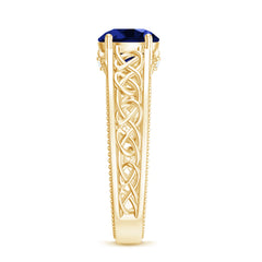 Certified 2.7 Carat Lab Grown Blue Sapphire Celtic Engagement Ring with Surprise Diamond