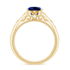 Certified 2.7 Carat Lab Grown Blue Sapphire Celtic Engagement Ring with Surprise Diamond