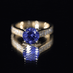Certified 2.7 Carat Lab Grown Blue Sapphire Solitaire Engagement Ring with Diamond